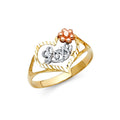 14K Yellow White Rose Gold Love Ring