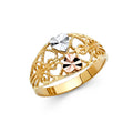 14K Yellow White Rose Gold Fancy Heart Ring