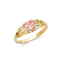 14K Two Tone Gold Fancy Heart Ring