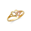 14K Two Tone Gold Fancy Heart Ring