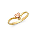 14K Two Tone Gold Fancy Heart Ring