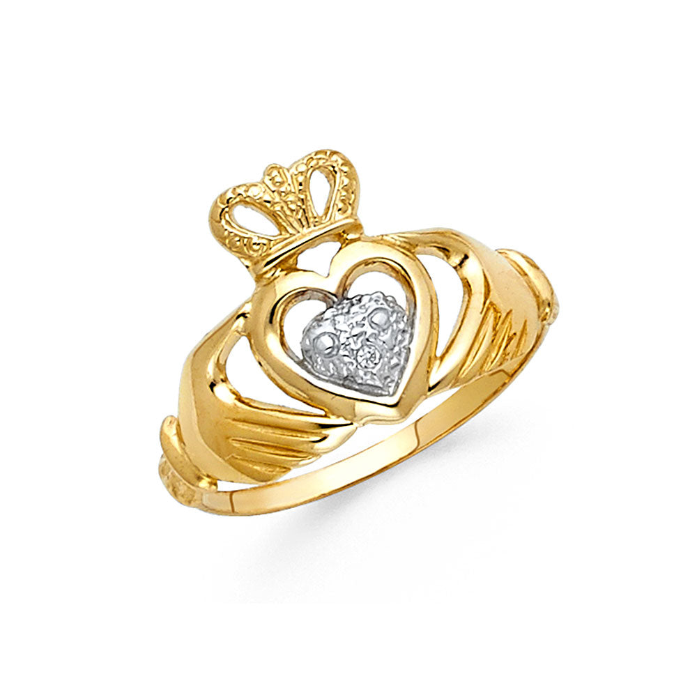 14K Two Tone Gold Claddagh Ring