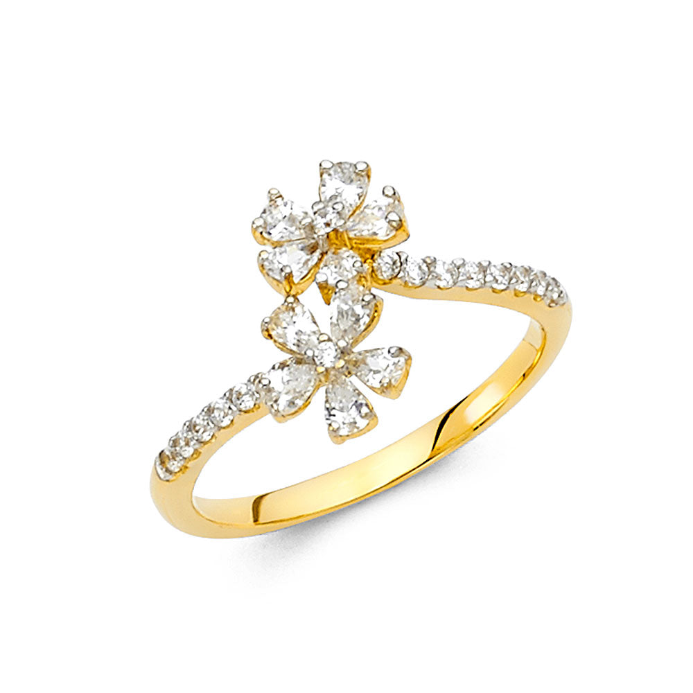 14K Two Tone Gold CZ Fancy Ring