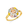14K Two Tone Gold CZ 15 Years Ring