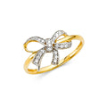 14K Yellow Gold Two Tone Gold CZ Fancy Ring
