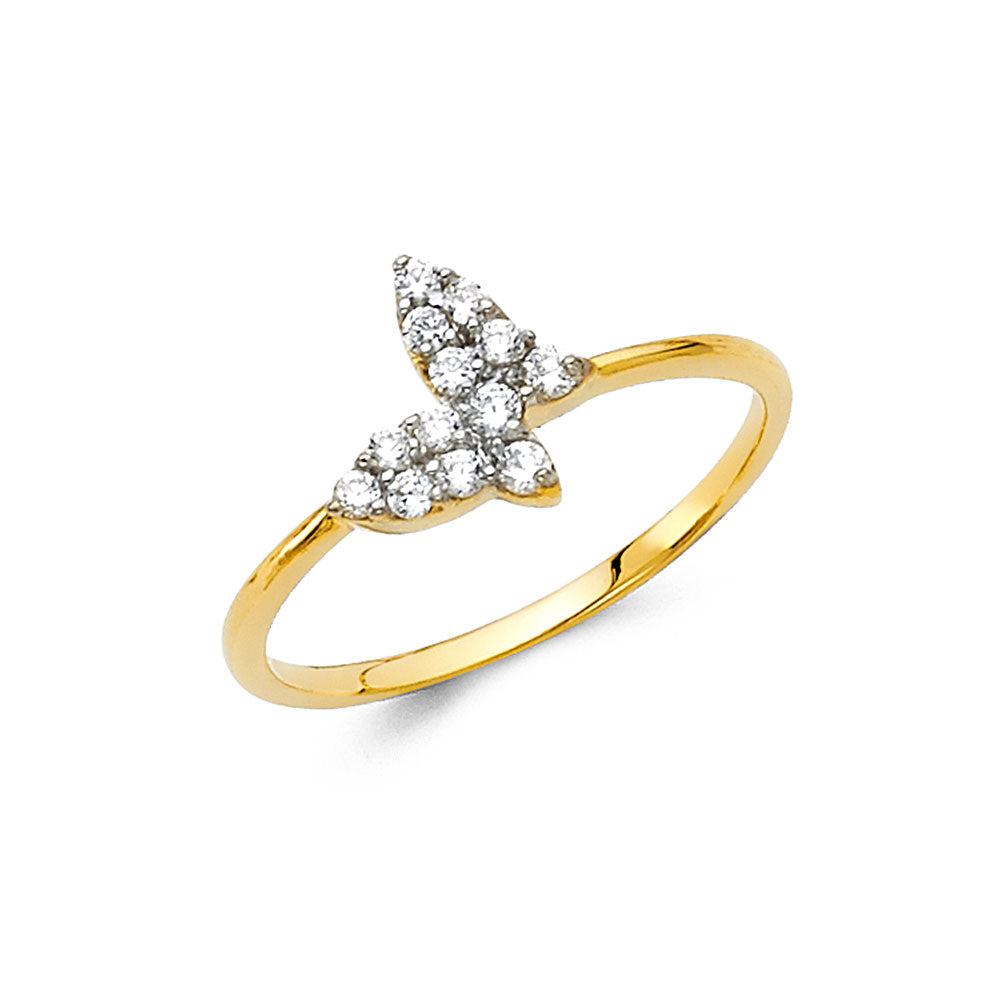 14K Two Tone Gold CZ Fancy Ring