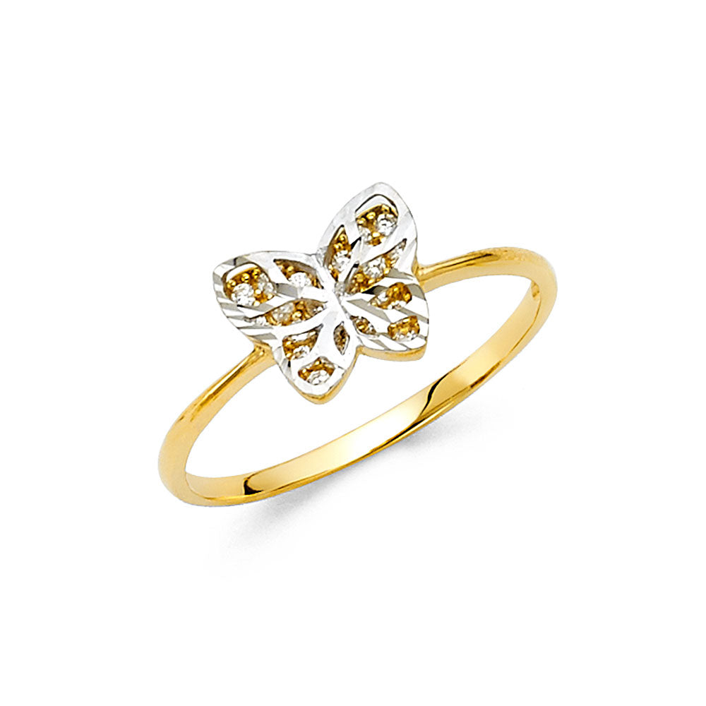 14K Two Tone Gold CZ Fancy Ring