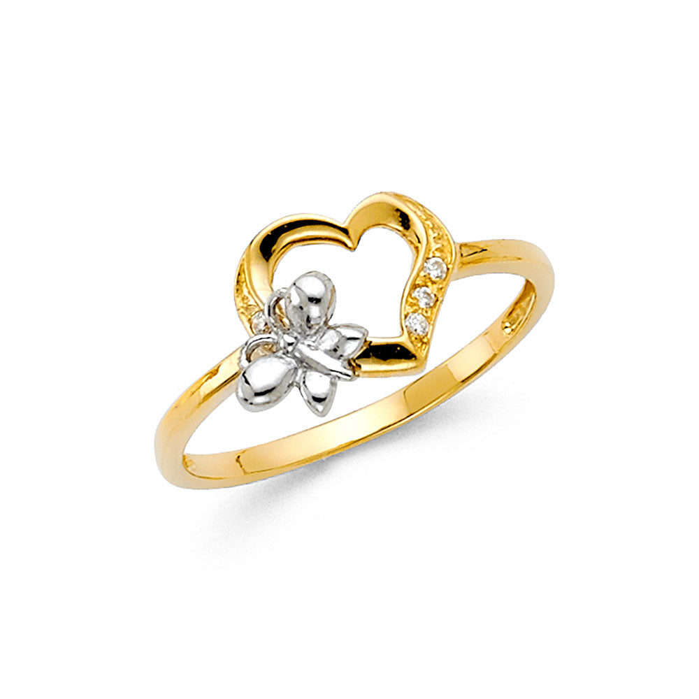14K Two Tone Gold CZ Fancy Ring