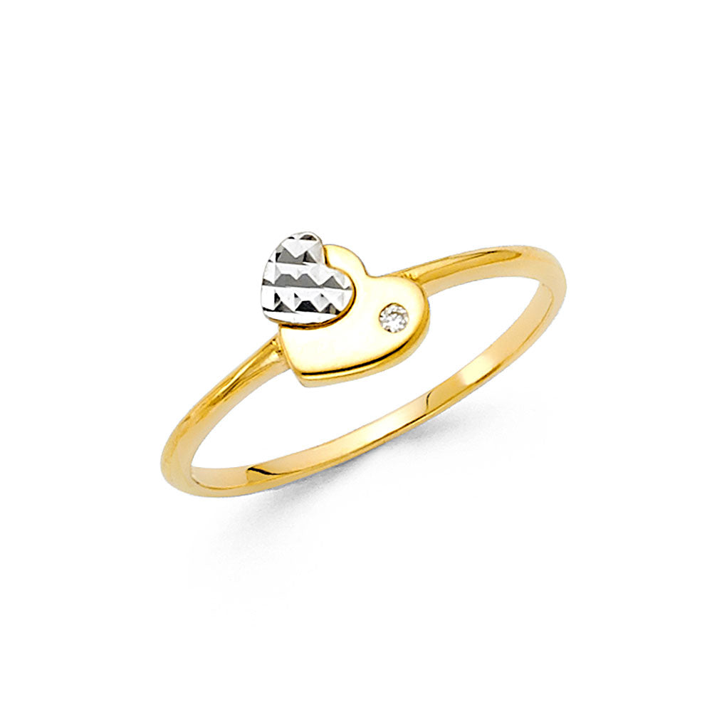 14K Two Tone Gold CZ Fancy Ring