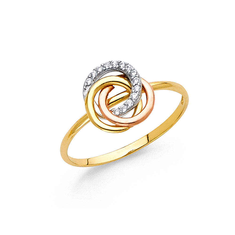14K Yellow White Rose Gold CZ Fancy Ring