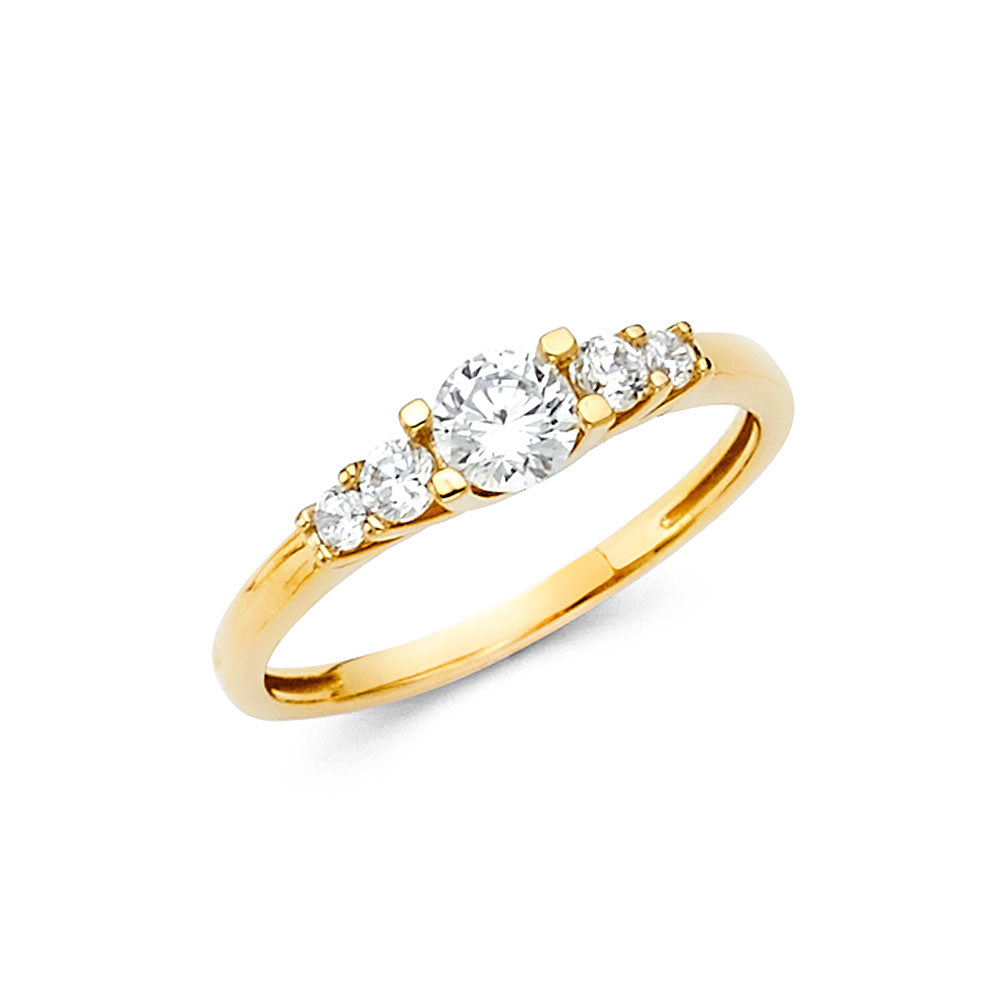 14K Yellow Gold CZ Engagement Ring
