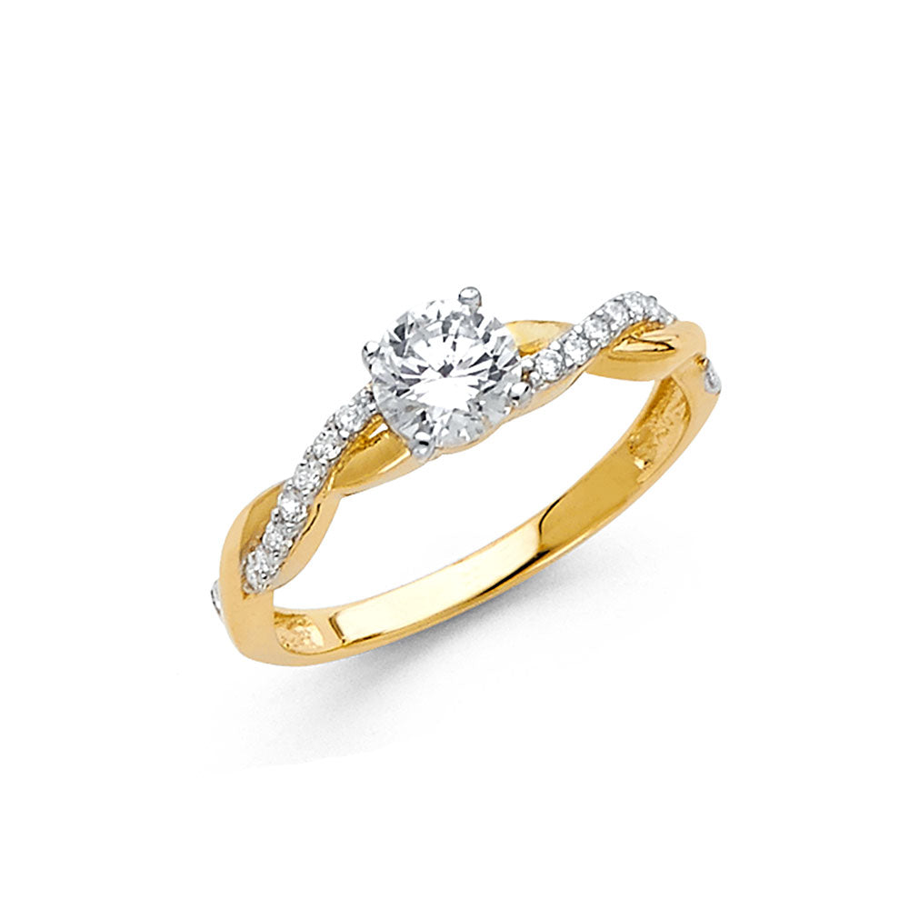 14K Two Tone Gold CZ Engagement Ring