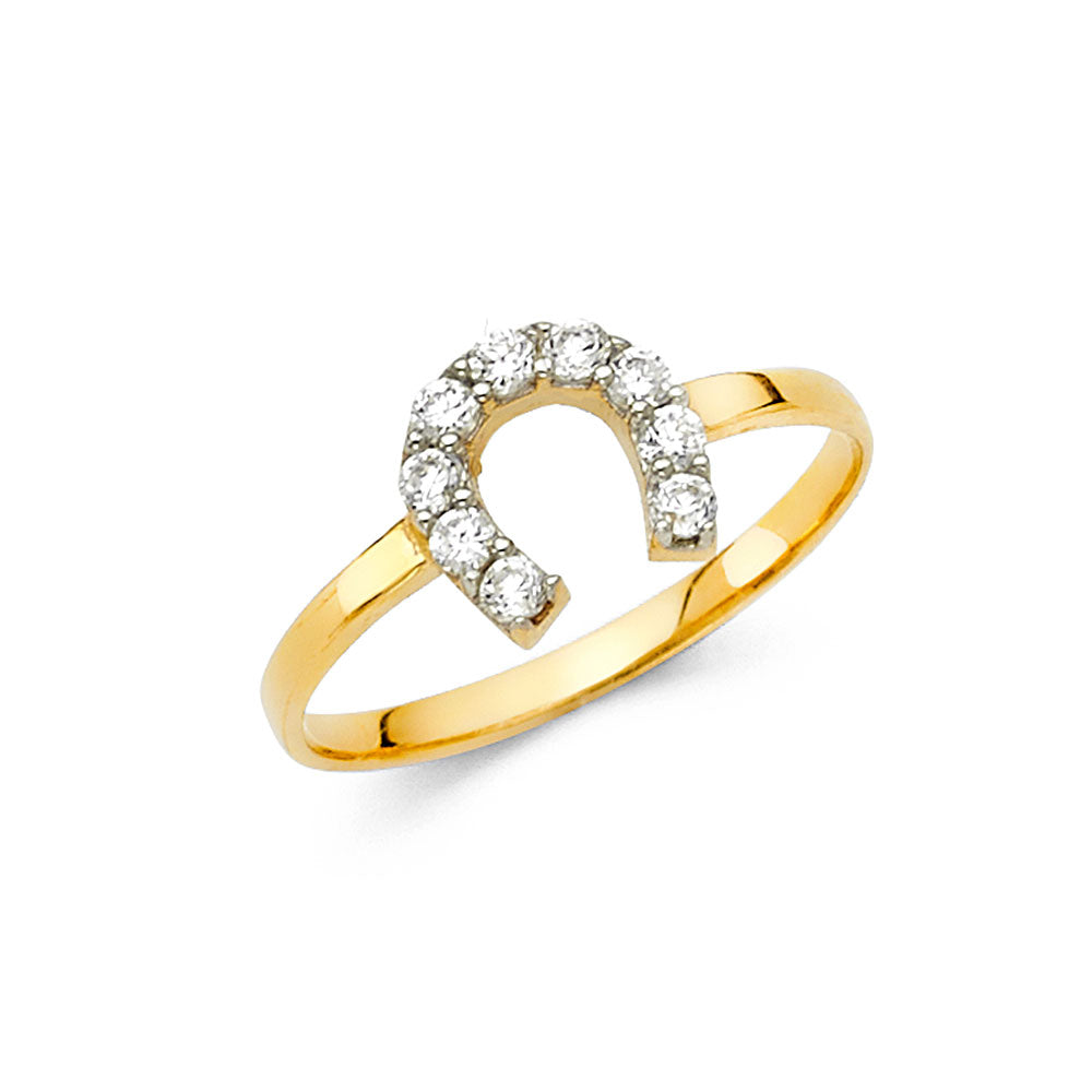 14K Two Tone Gold CZ Fancy Ring