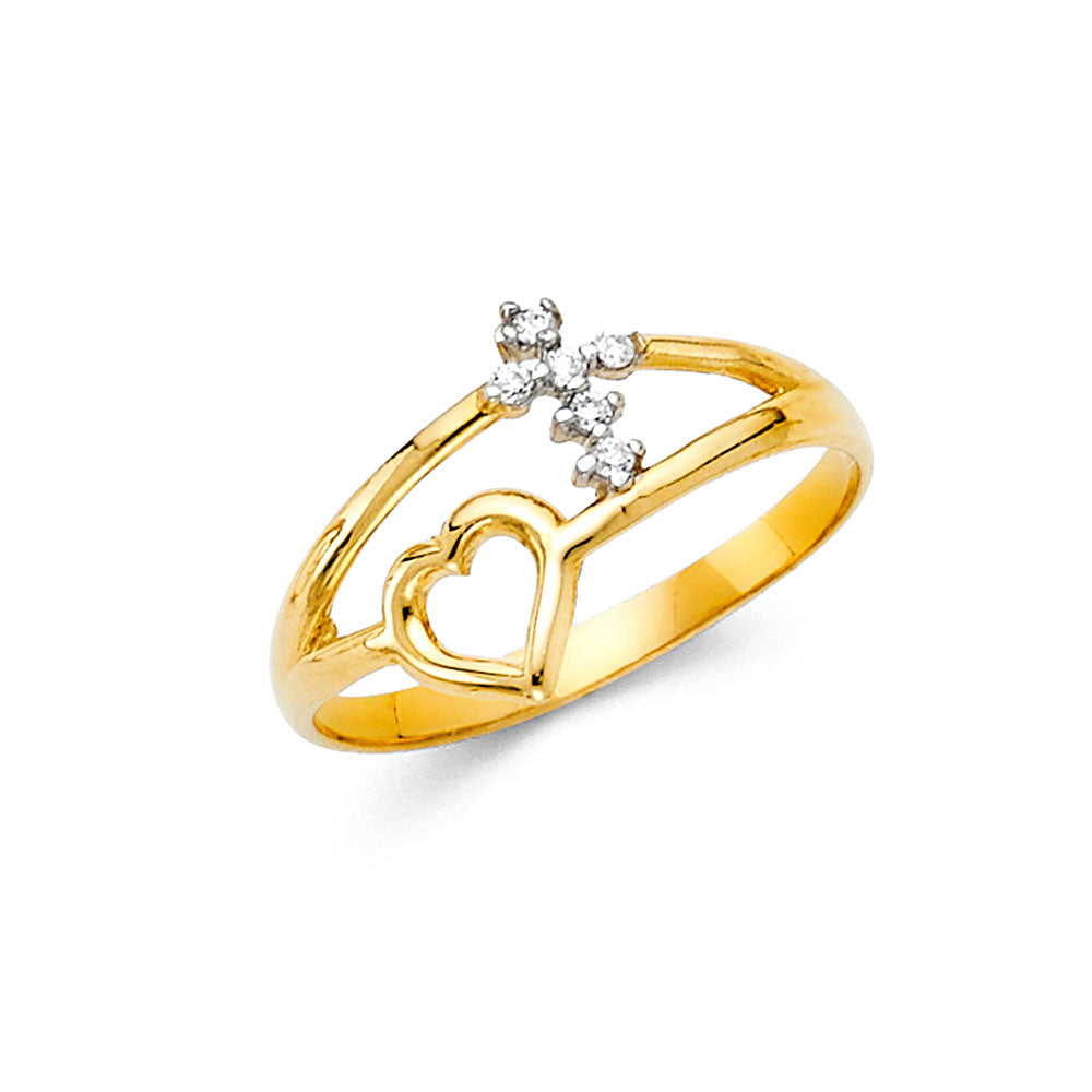 14K Two Tone Gold CZ Fancy Ring