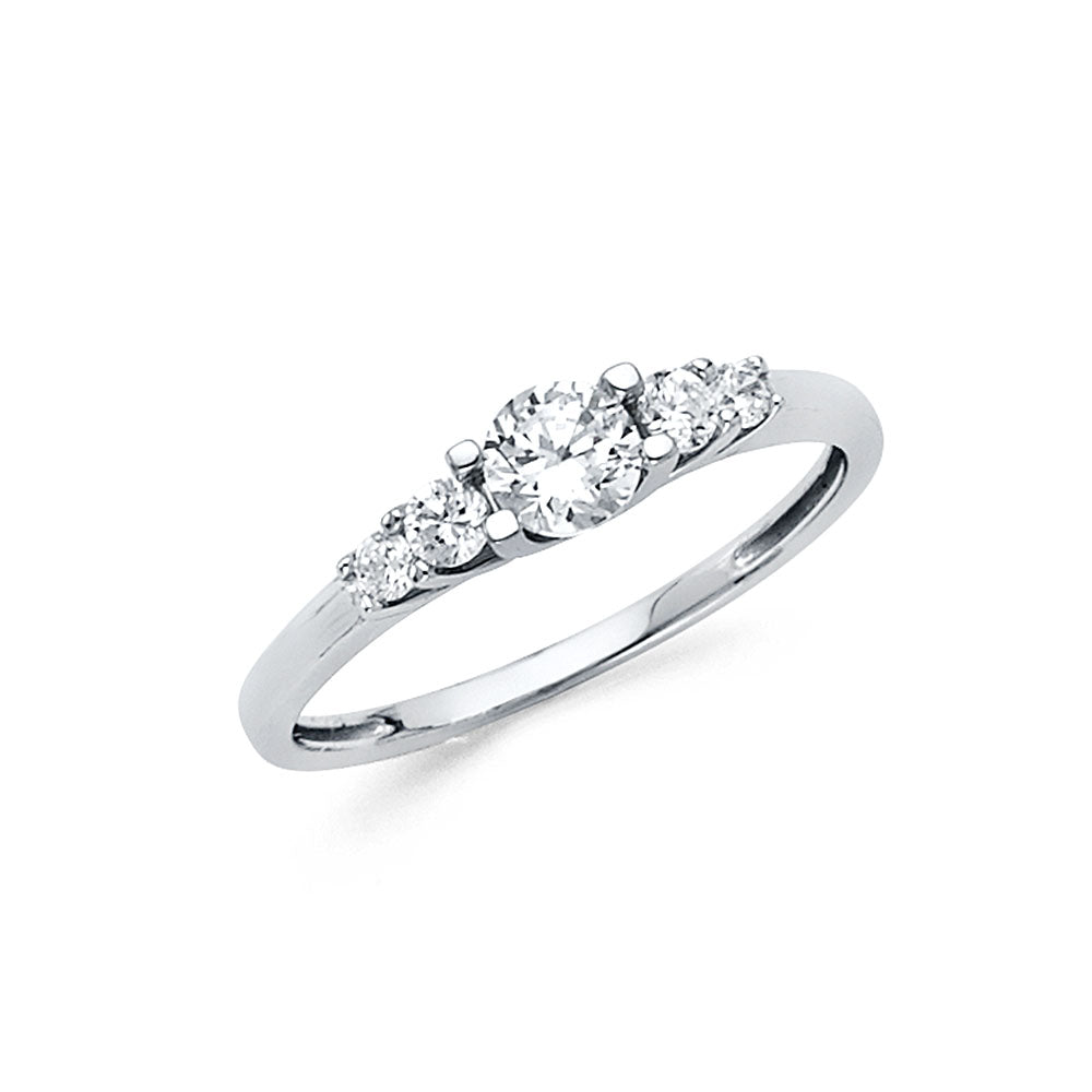 14K White Gold CZ Engagement Ring