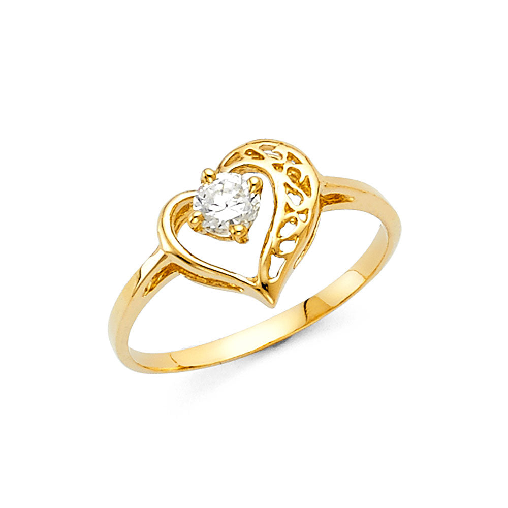 14K Yellow Gold CZ Fancy Ring