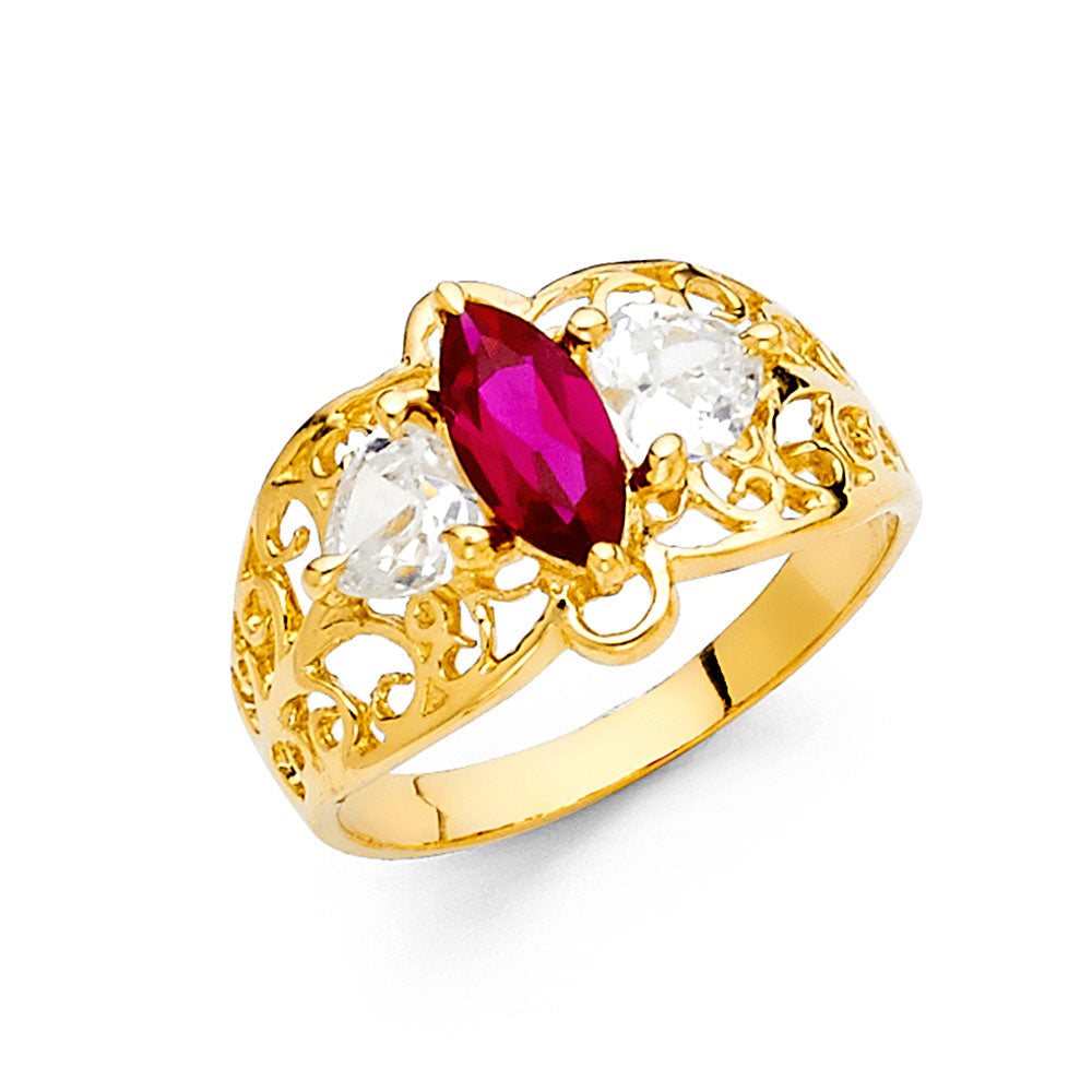 14K Yellow Gold CZ Fancy Ring