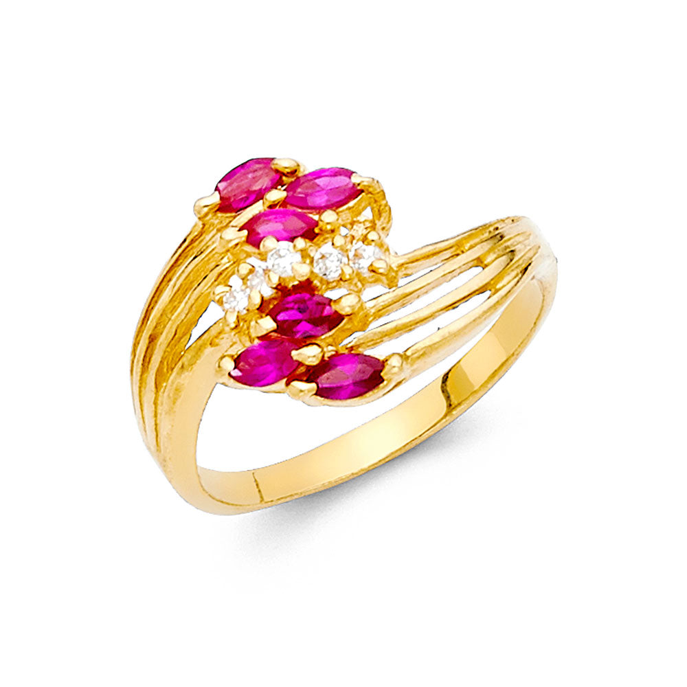 14K Yellow Gold CZ Fancy Ring
