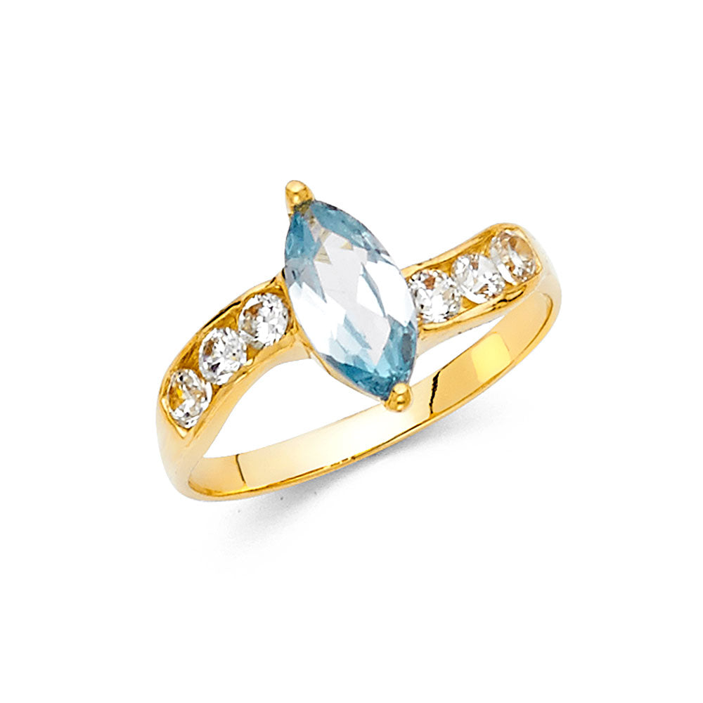 14K Yellow Gold CZ Fancy Ring