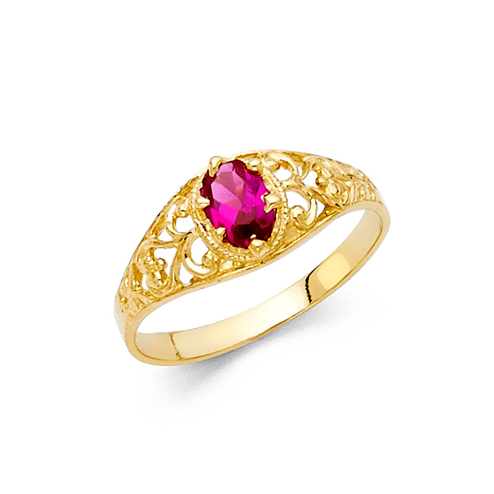 14K Yellow Gold CZ Fancy Ring