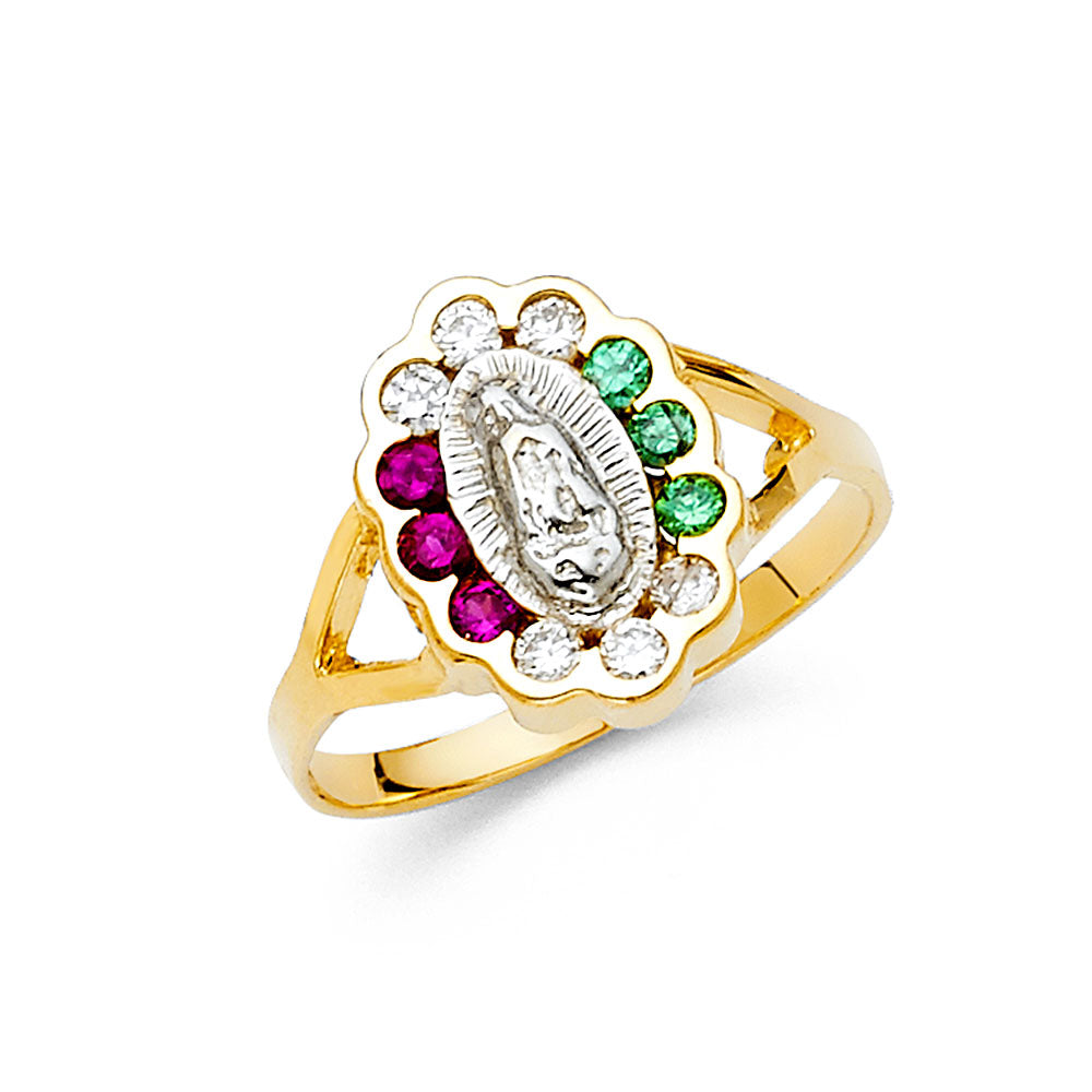 14K Yellow Gold CZ Guadalupe Ring