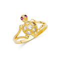 14K Yellow Gold CZ Turtle Fancy Ring