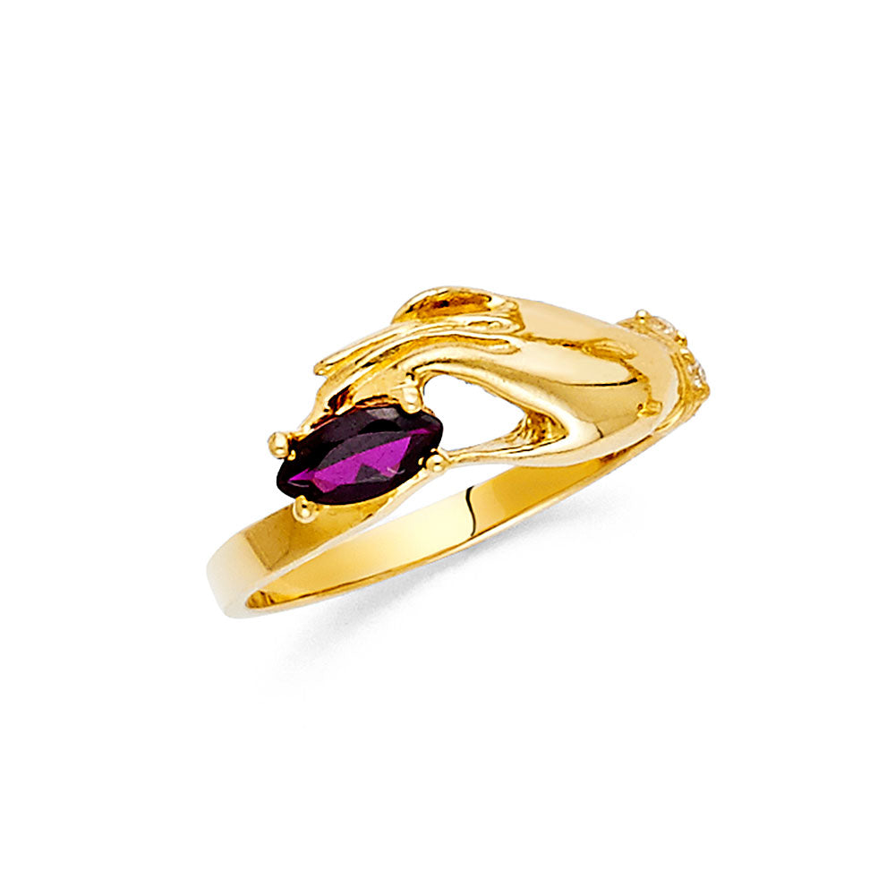 14K Yellow Gold CZ Fancy Ring