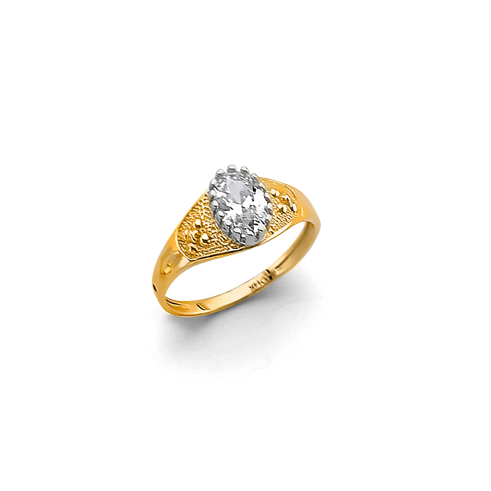 14K Yellow Gold CZ Babies Ring
