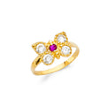 14K Yellow Gold CZ Butterfly Babies Ring