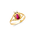 14K Yellow Gold CZ Ladybug Babies Ring