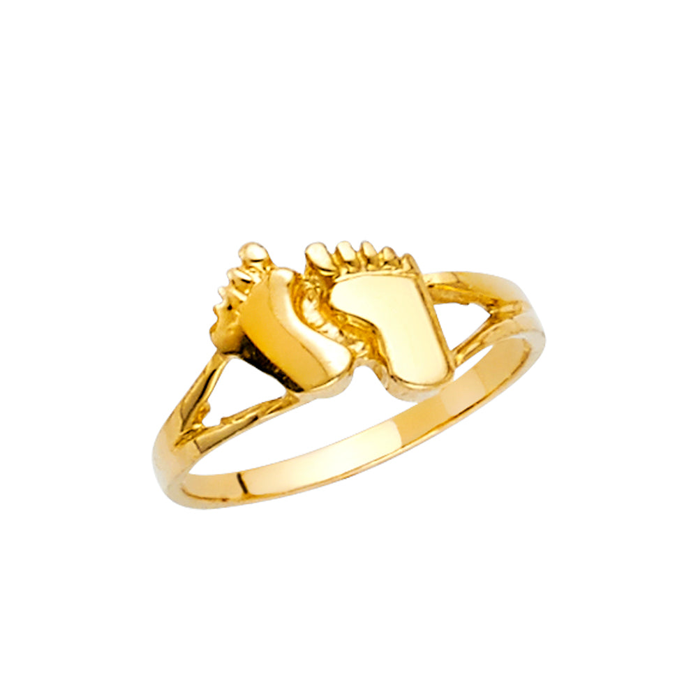 14K Yellow Gold Foot Babies Ring