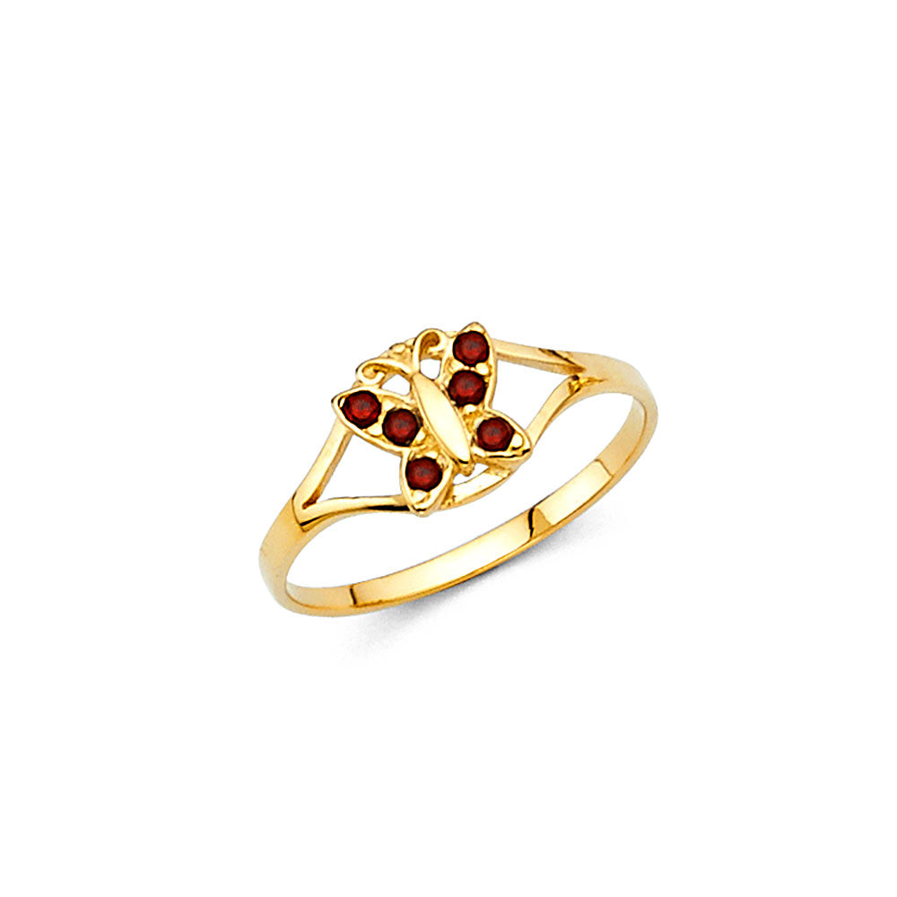 14K Yellow Gold CZ Birth Stone Babies Ring (Jan - Dec)