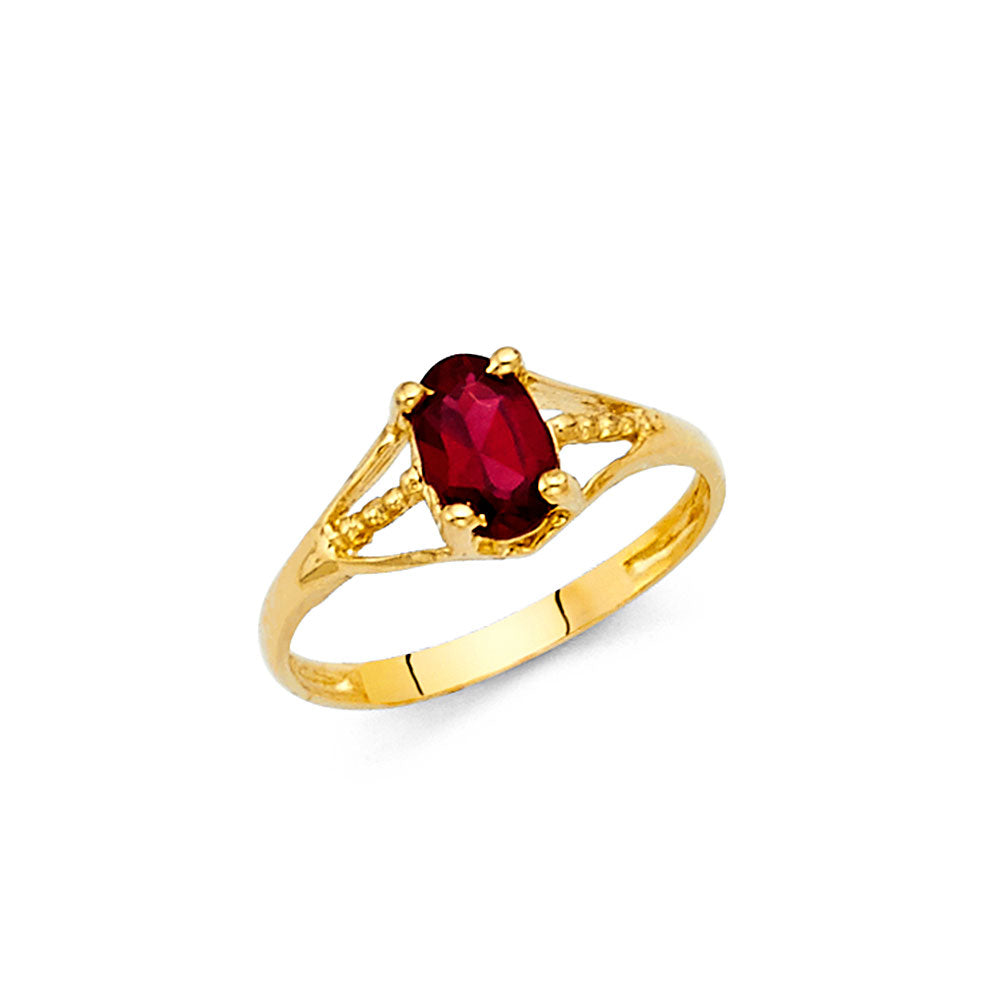 14K Yellow Gold CZ Birth Stone Babies Ring (Jan - Dec)