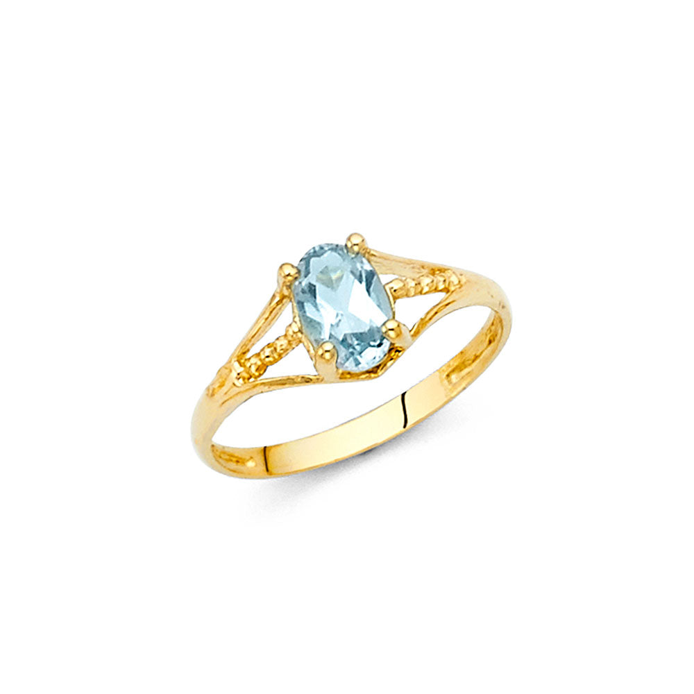 14K Yellow Gold CZ Birth Stone Babies Ring (Jan - Dec)
