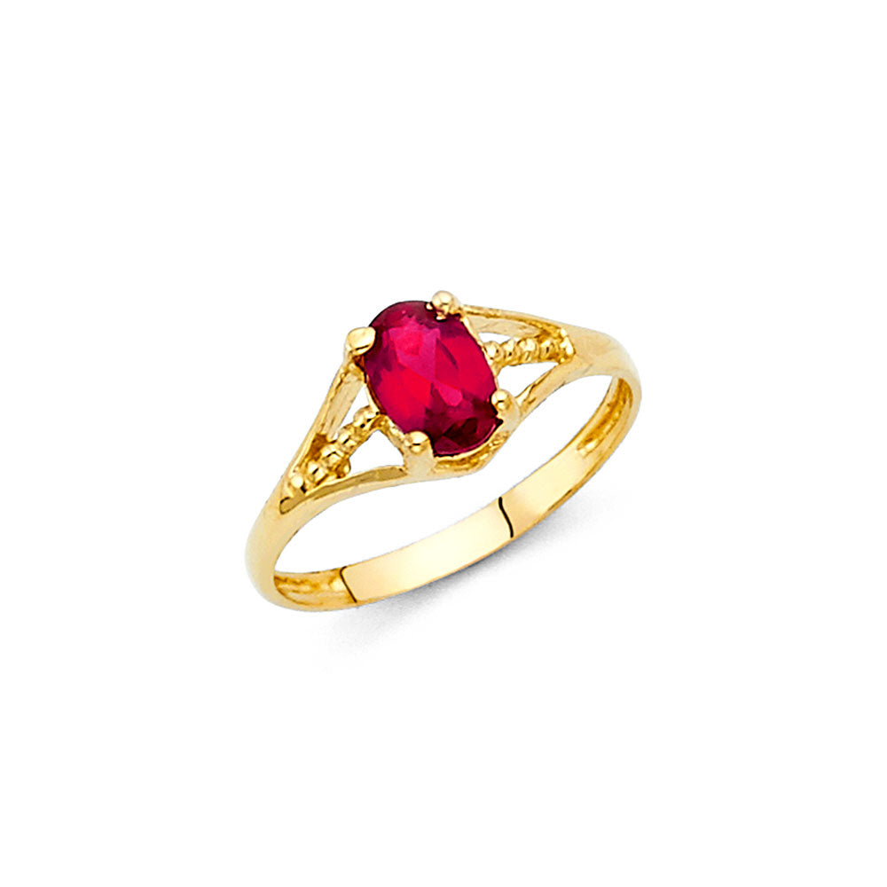 14K Yellow Gold CZ Birth Stone Babies Ring (Jan - Dec)
