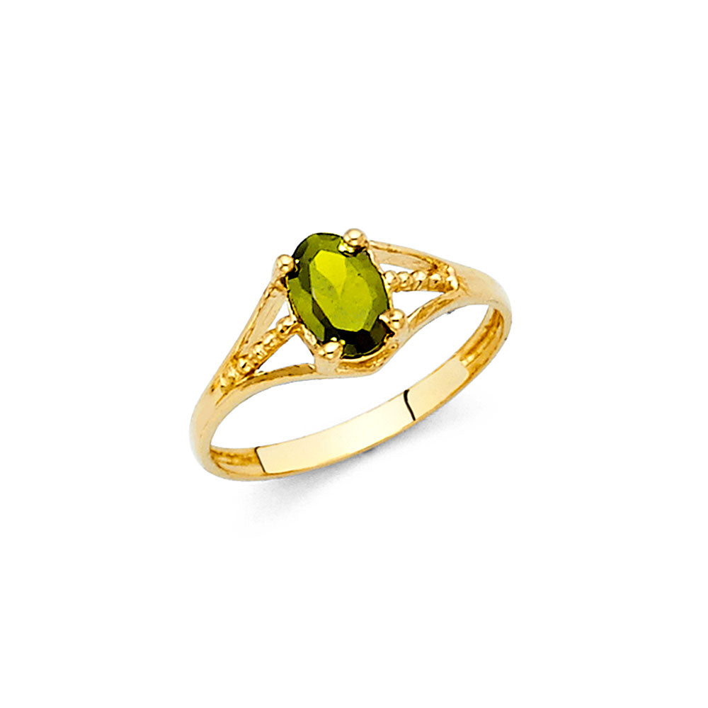 14K Yellow Gold CZ Birth Stone Babies Ring (Jan - Dec)