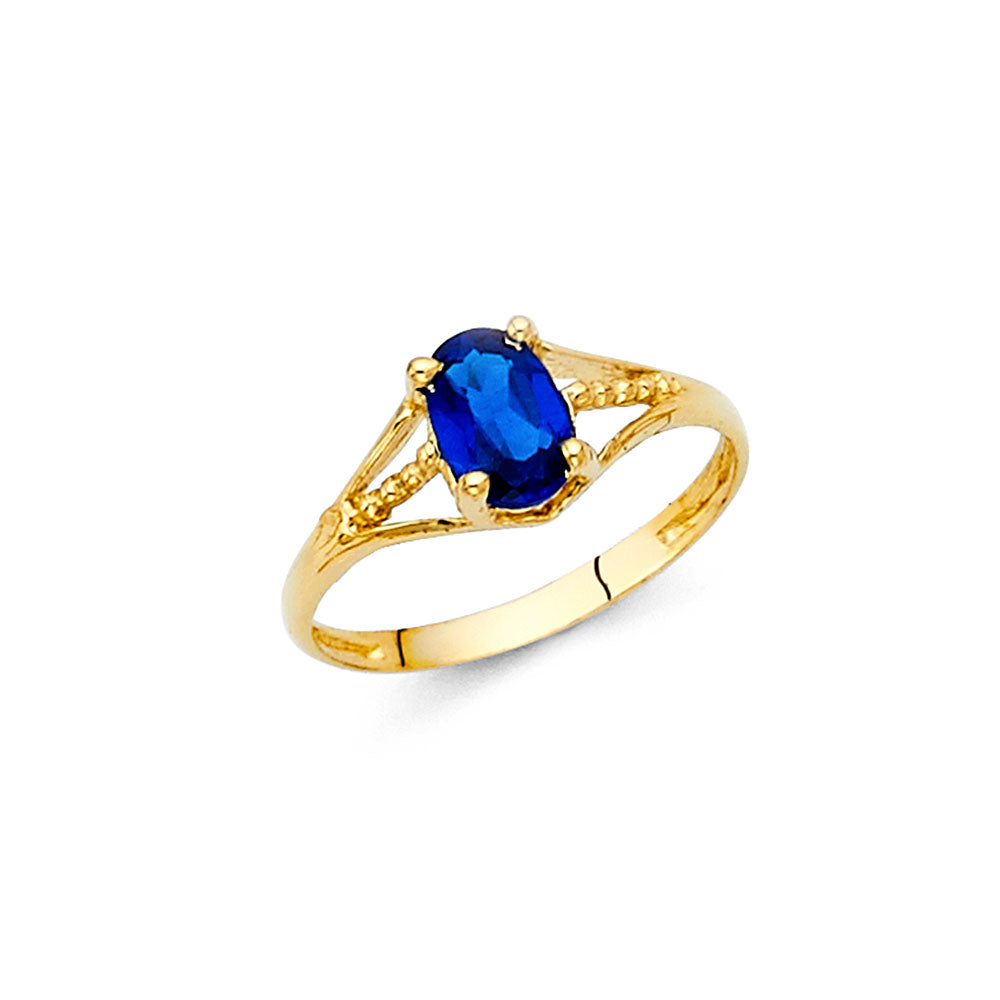 14K Yellow Gold CZ Birth Stone Babies Ring (Jan - Dec)