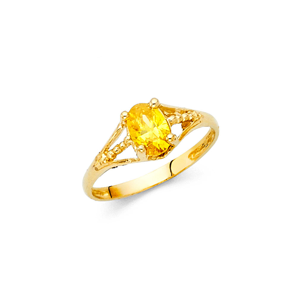 14K Yellow Gold CZ Birth Stone Babies Ring (Jan - Dec)