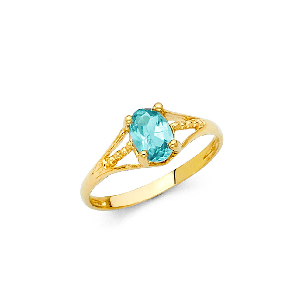 14K Yellow Gold CZ Birth Stone Babies Ring (Jan - Dec)