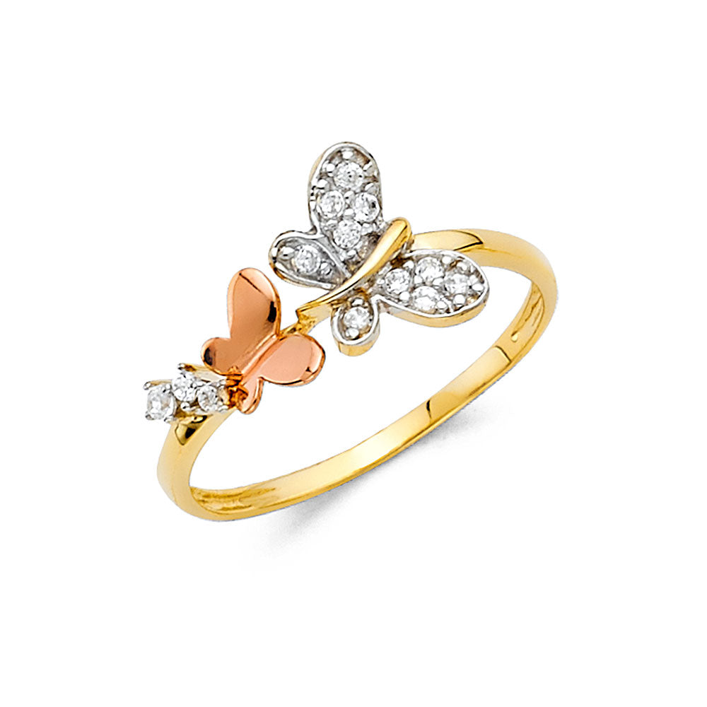 14K Two Tone Gold CZ Fancy Ring