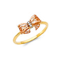 14K Yellow White Rose Gold CZ Fancy Ring