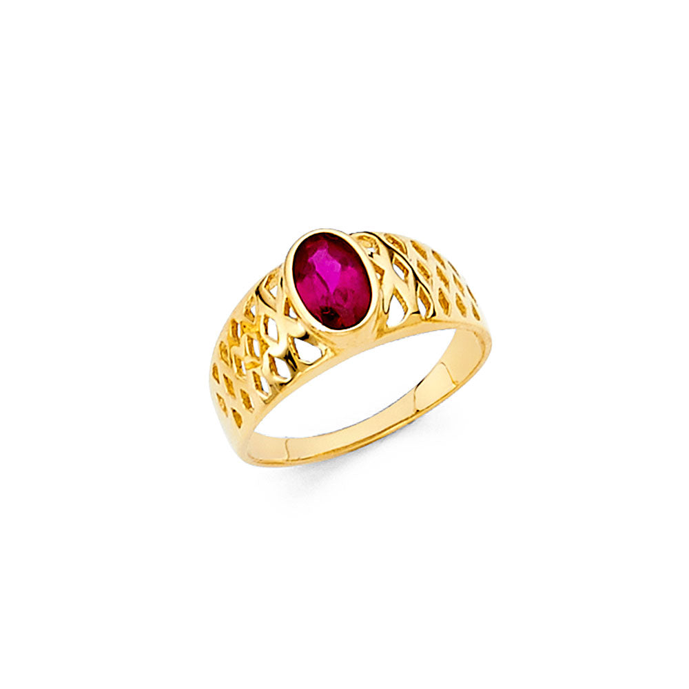 14K Yellow Gold CZ Babies Ring