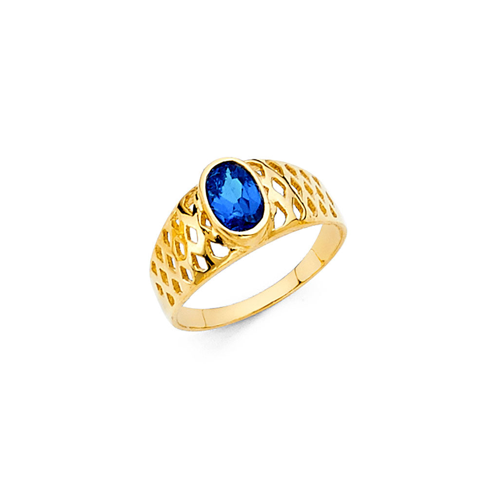 14K Yellow Gold CZ Babies Ring