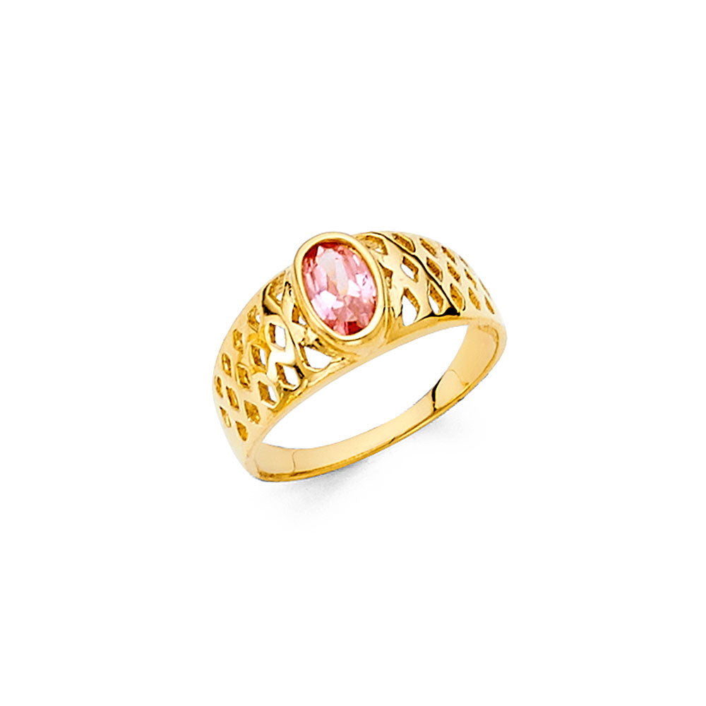 14K Yellow Gold CZ Babies Ring