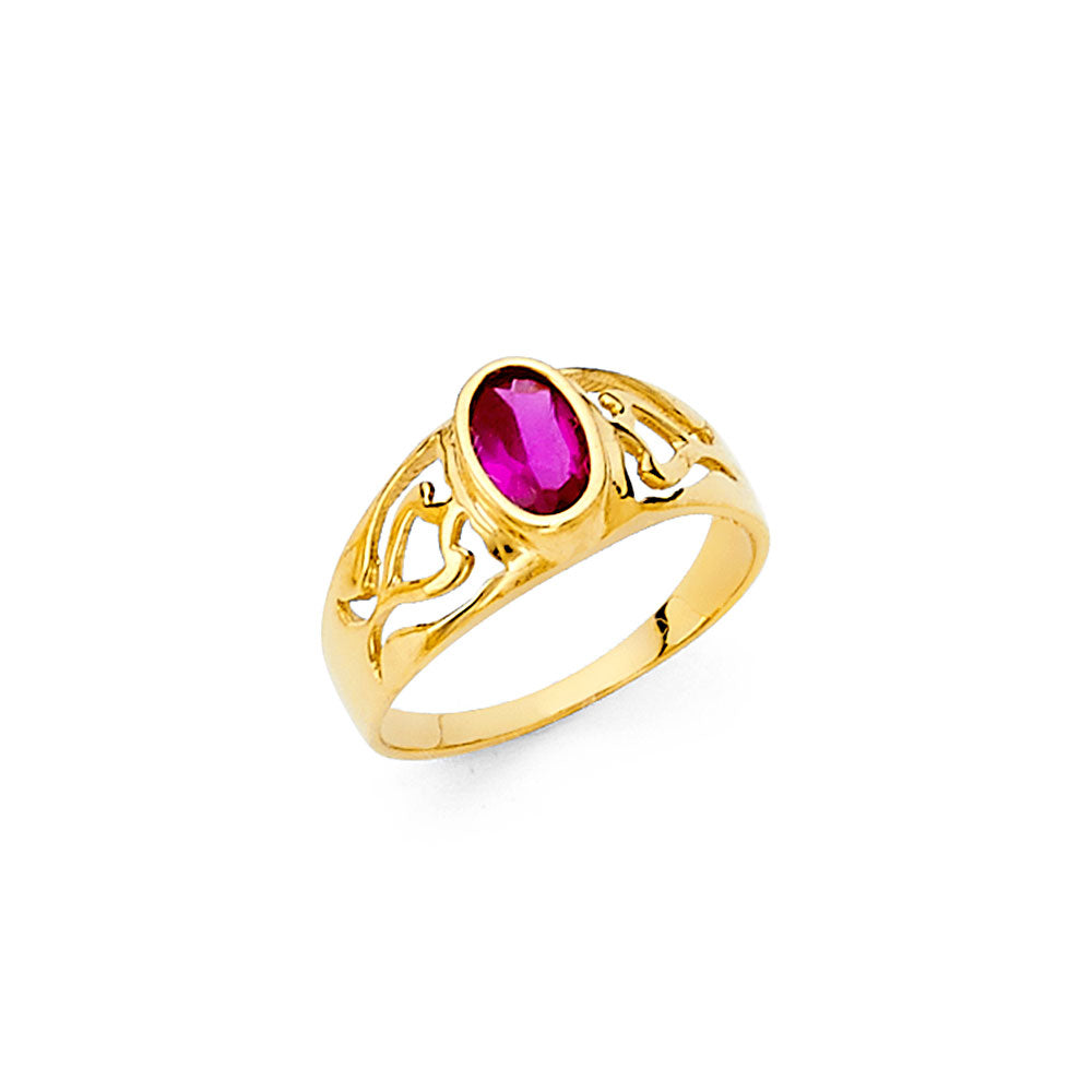 14K Yellow Gold CZ Babies Ring
