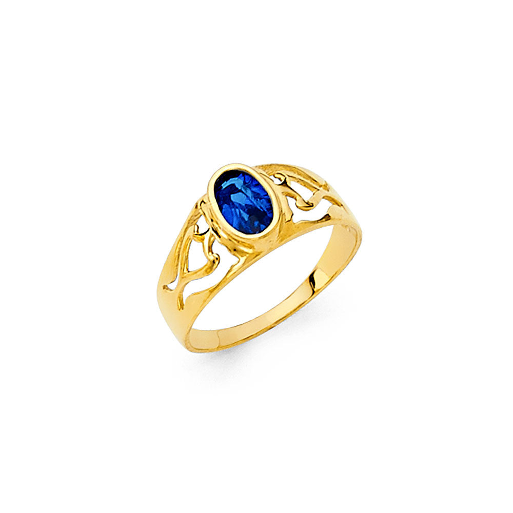 14K Yellow Gold CZ Babies Ring