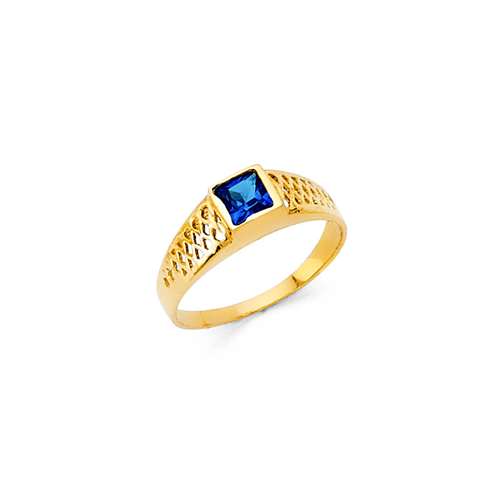 14K Yellow Gold CZ Babies Ring