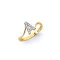 14K Two Tone Gold CZ Initial Ring (Letter A - Z)