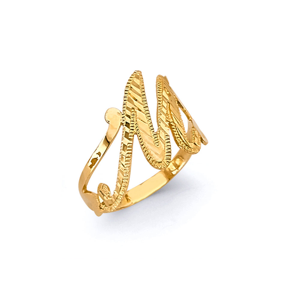 14K Yellow Gold Initial Ring (Letter A - Z)