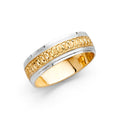 14K Two Tone Gold 6 mm Diamond Cut Wedding Band Sz 7